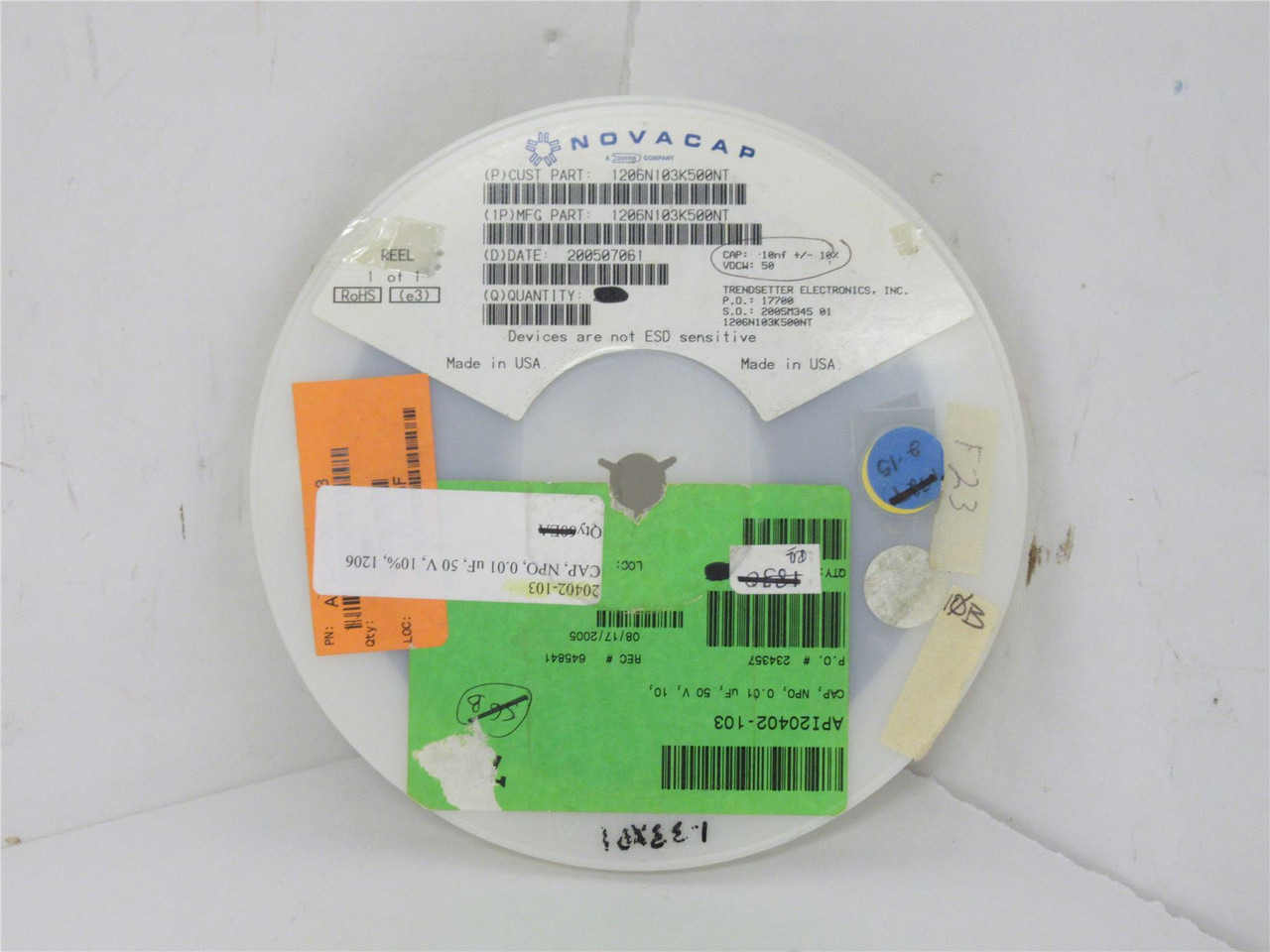 Novacap 1206N103K500NT; Lot-1500 Ceramic Capacitor 10nf 50V