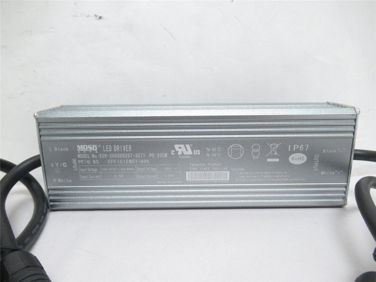 Moso EUV-200S052ST-3571 ; LED Driver; 100-277VAC In; 52V Out