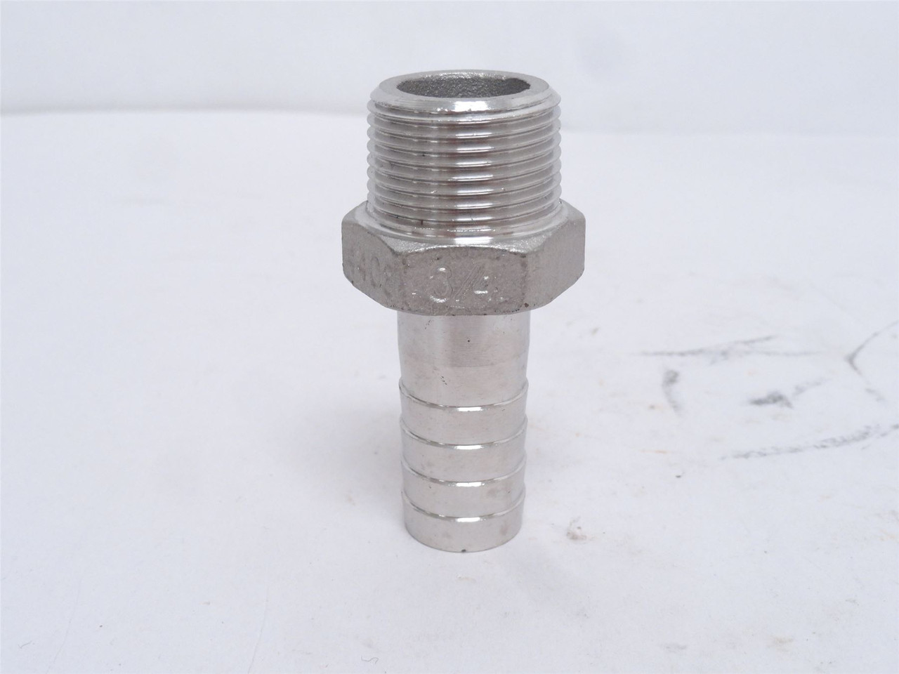 MFG- HB075SS; Barbed Hose Fitting; SS; 3/4" Tube x 3/4NPT
