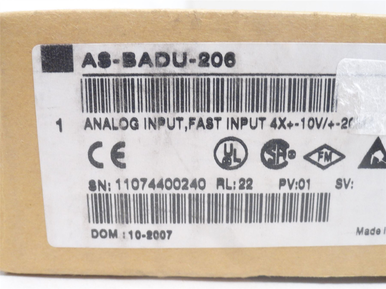 Schneider AS-BADU-206; Analog Input Module 10V; 20mA