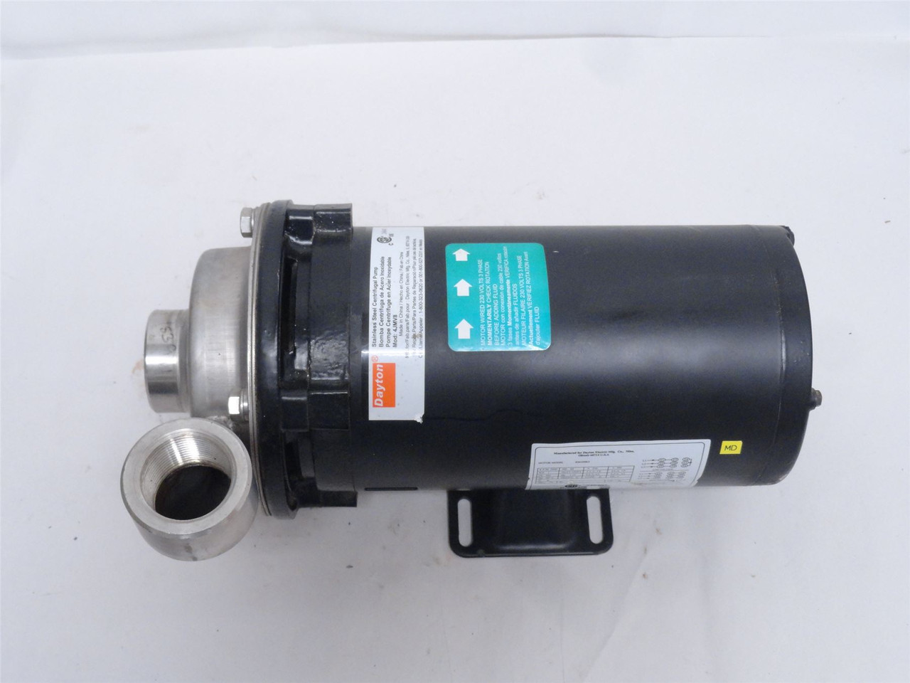 Dayton 4JMV8; Centrifugal Pump; SS-304; 1HP; 48GPM; 150PSI