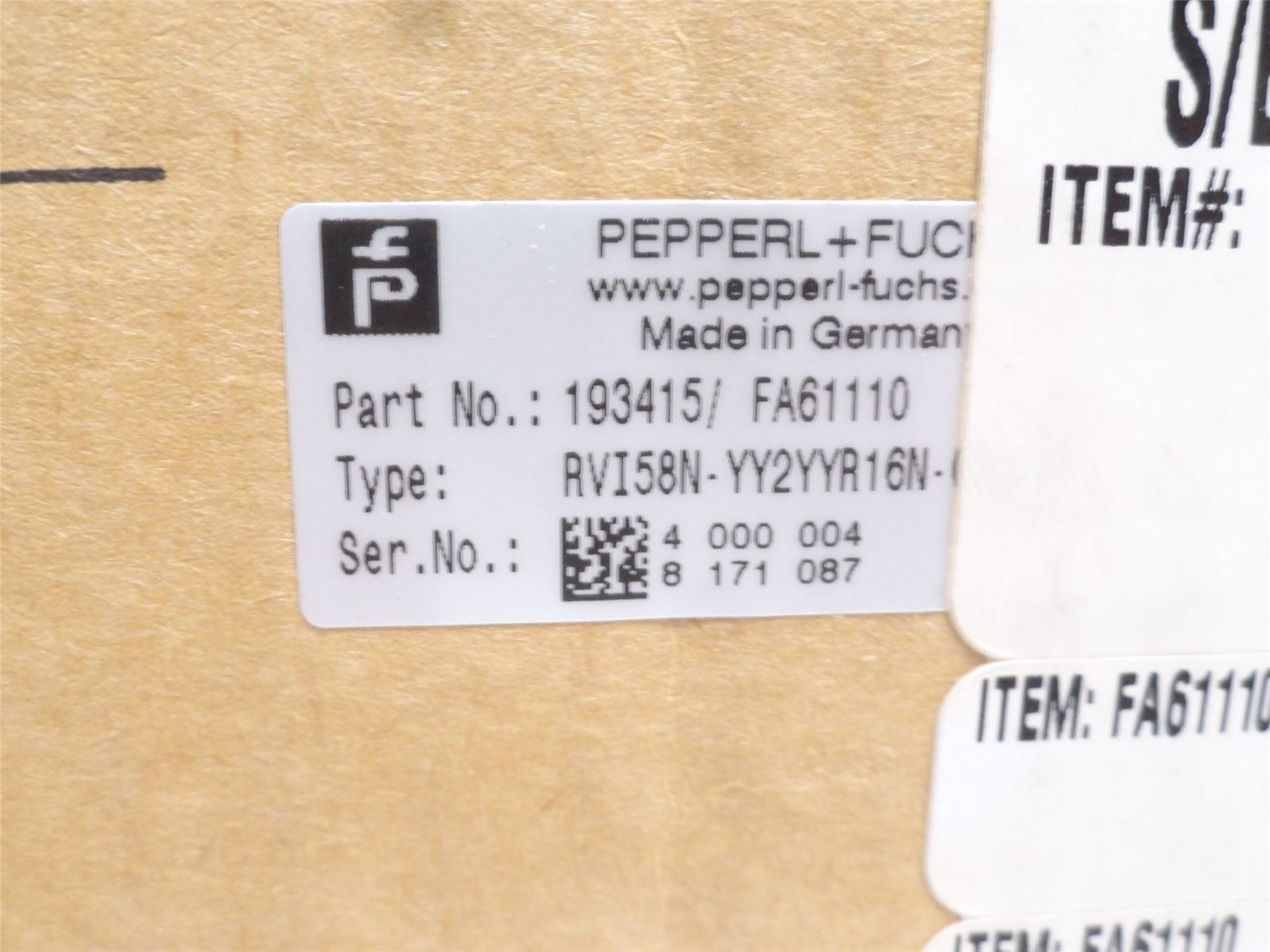 PEPPERL+FUCHS 193415/FA61110; Rotary Encoder 2500PPR; 5VDC