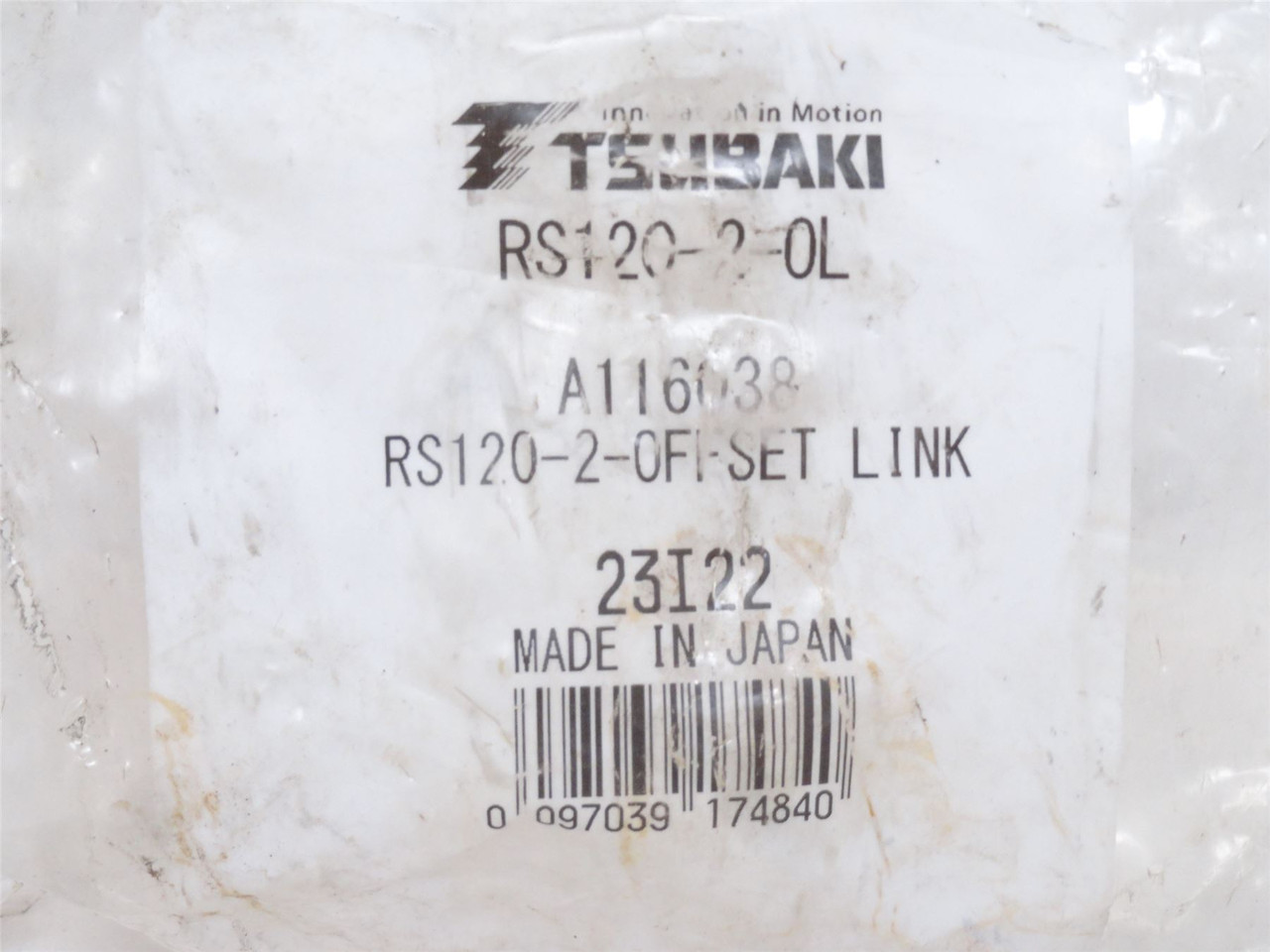 Tsubaki RS120-2-OL; Carbon Steel Offset Link #120