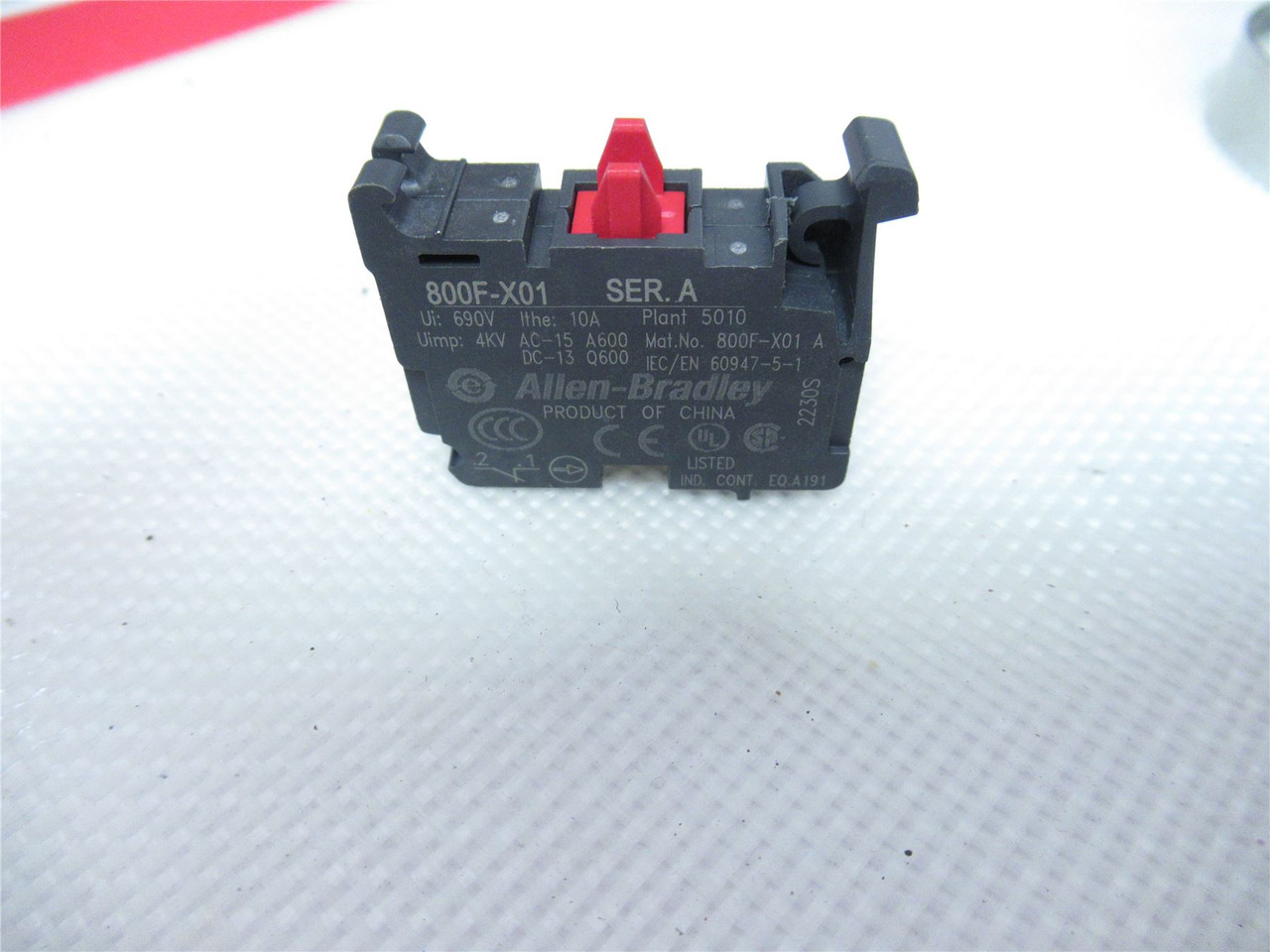 Allen-Bradley 800F-X01; Switch Contact Block 1NC 10A 22mm