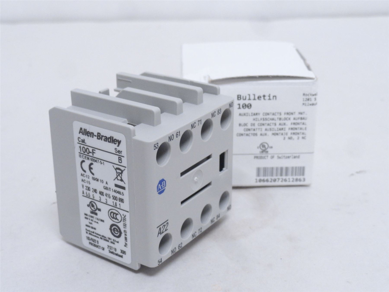 Allen-Bradley 100-FA22; Auxiliary Contact Block; 2NO/2NC; 10A