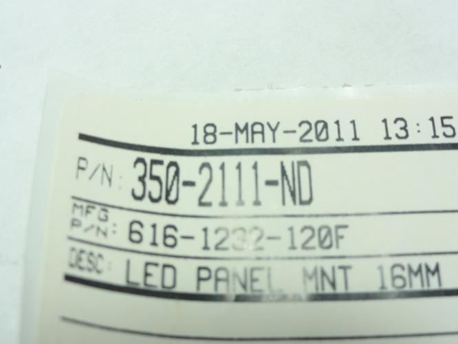 Dialight 616-1232-120F; Green LED Panel Light 6VDC M16 threads