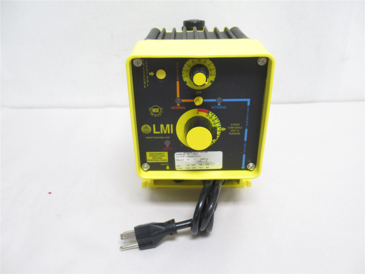 LMI B711-498SI; Solenoid Driven Metering Pump; 150PSI; 115VAC