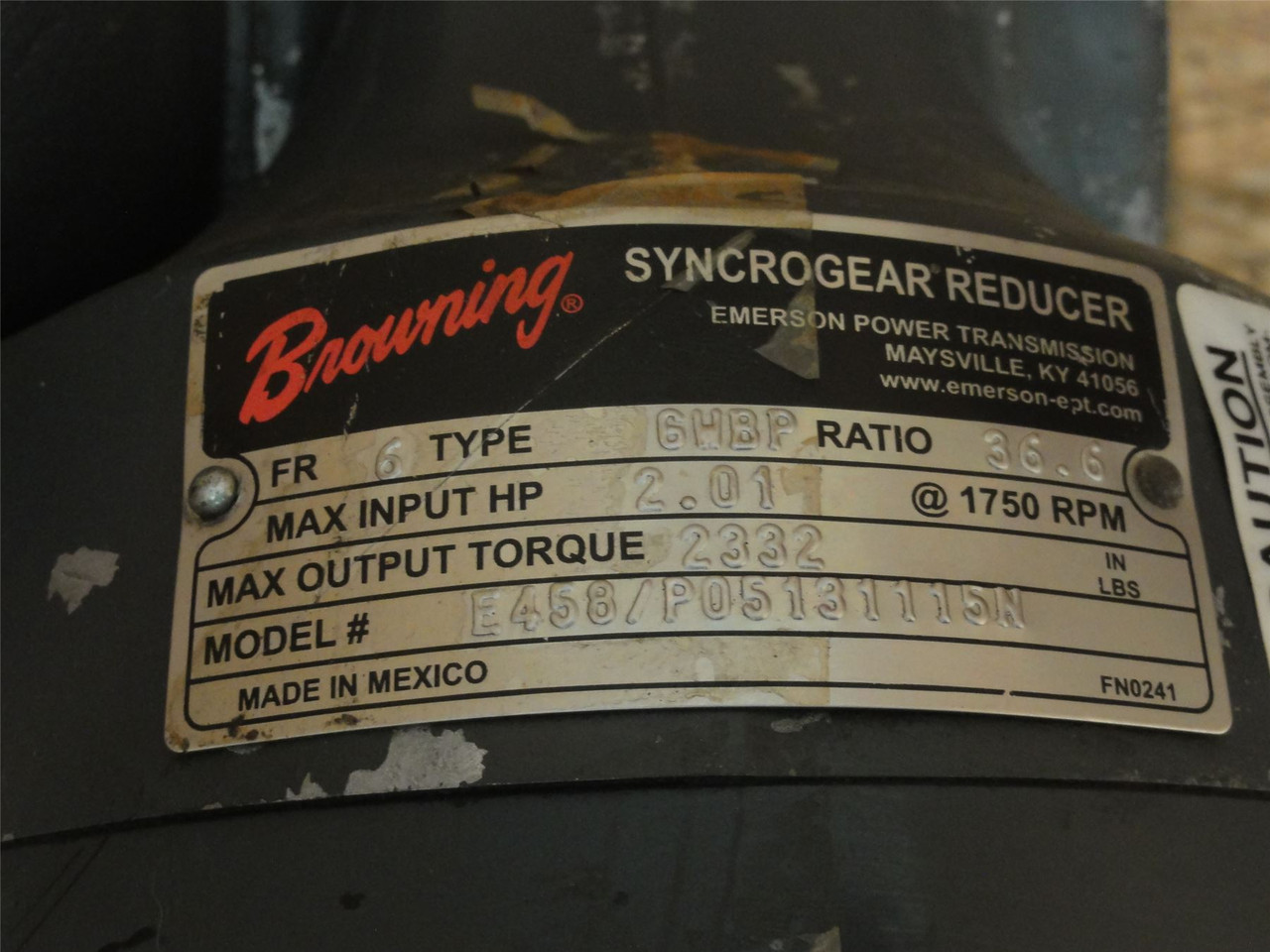 Browning 6GWBPF1 36.6; AC Gearmotor; 36.6:1 Ratio; 2HP