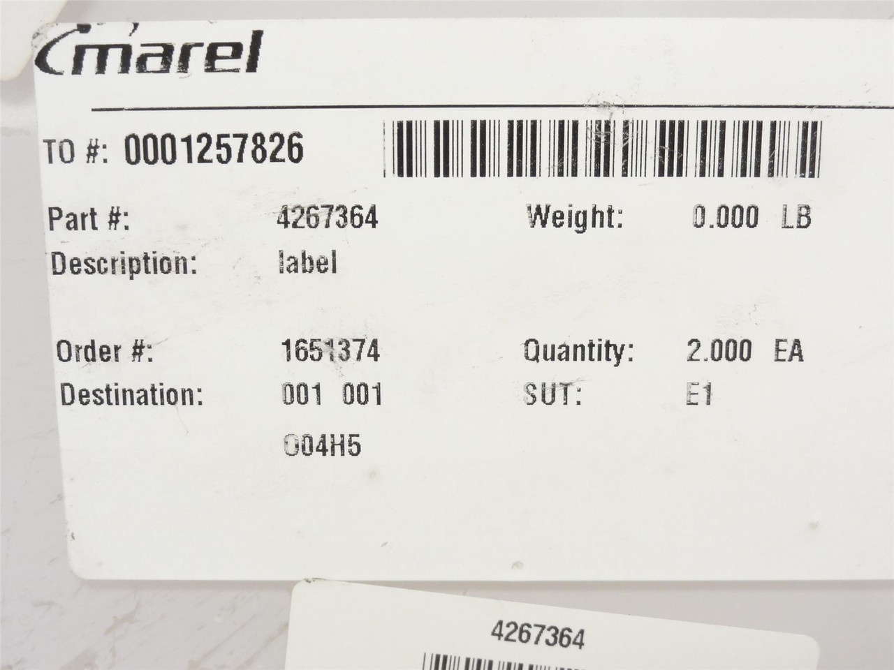 Marel 4267364; Labeler Mount Plate AC1591360