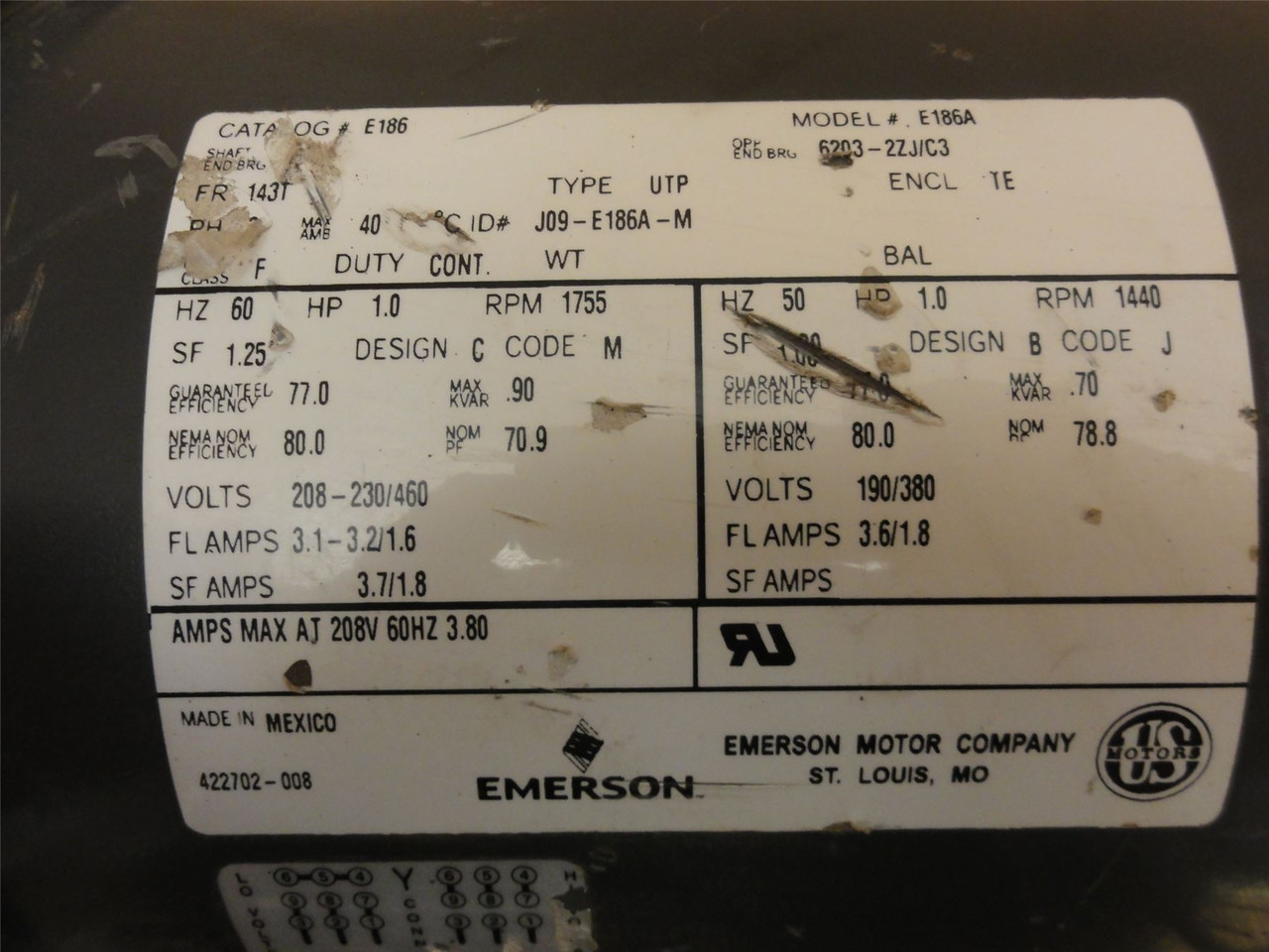 US Motors 6GWP 39; AC Gearmotor 39:1 Ratio; 1HP; 208-230/460V; 3-PH