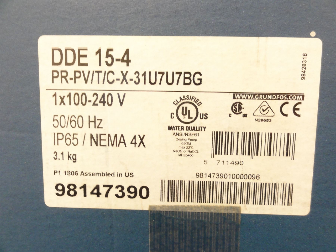 Grundfos DDE 15-4 PR-PV/T/C-X-31U7U7BG; Dosing Pump 98147390