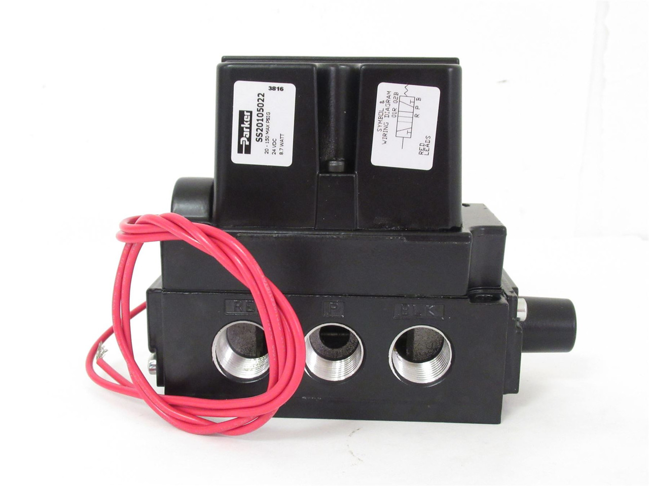 Parker SS20105022; Pneumatic Solenoid Valve; 24VDC; 20-150PSI
