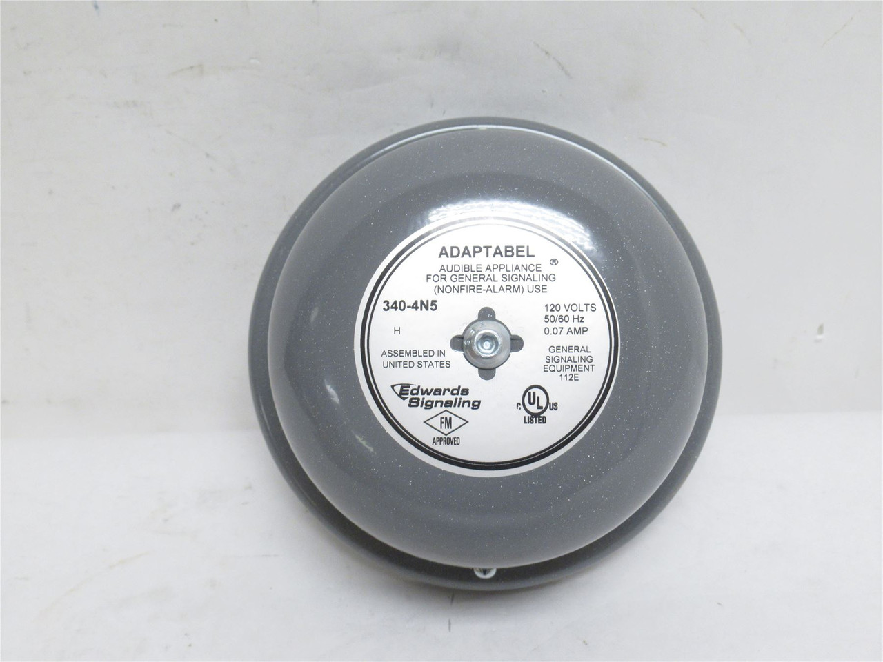 Edwards 340-4N5; Alarm Bell; 120VAC; 0.062A; Size: 4"; 88dB