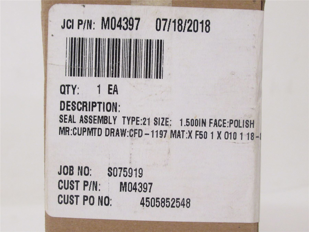 John Crane M04397; Seal Assembly; Type 21; 1.5"