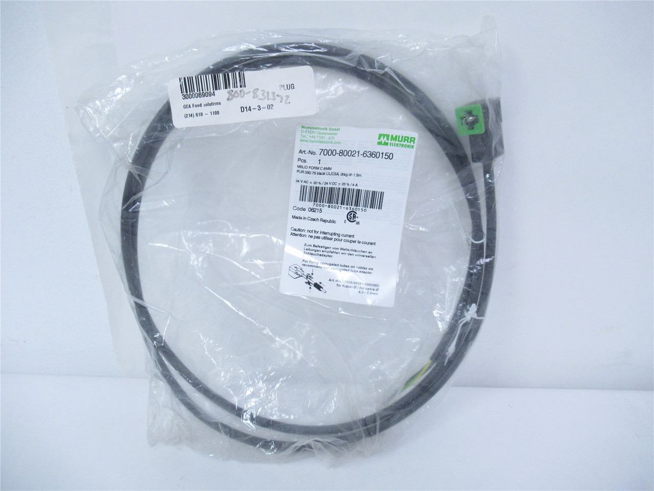 Murr 7000-80021-6360150; Connector Lug MSUD Form C 1.5m Cable