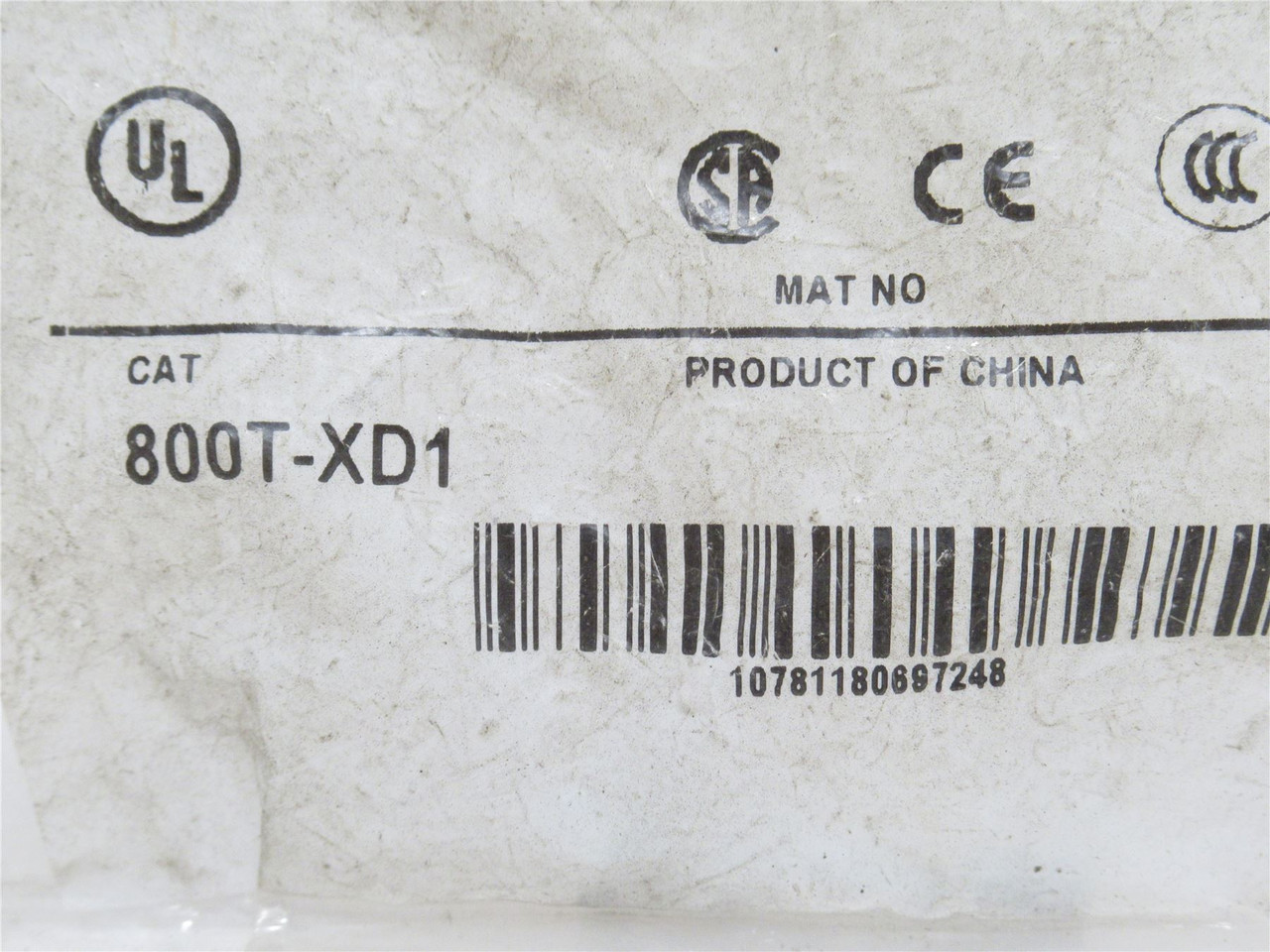 Allen-Bradley 800T-XD1; Contact Block; 1-NO; 30mm; 600VAC