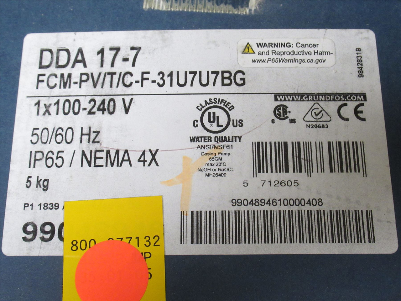 Grundfos DDA 17-7 FCM-PV/T/C-F-31U7U7BG; Digital Dosing Pump