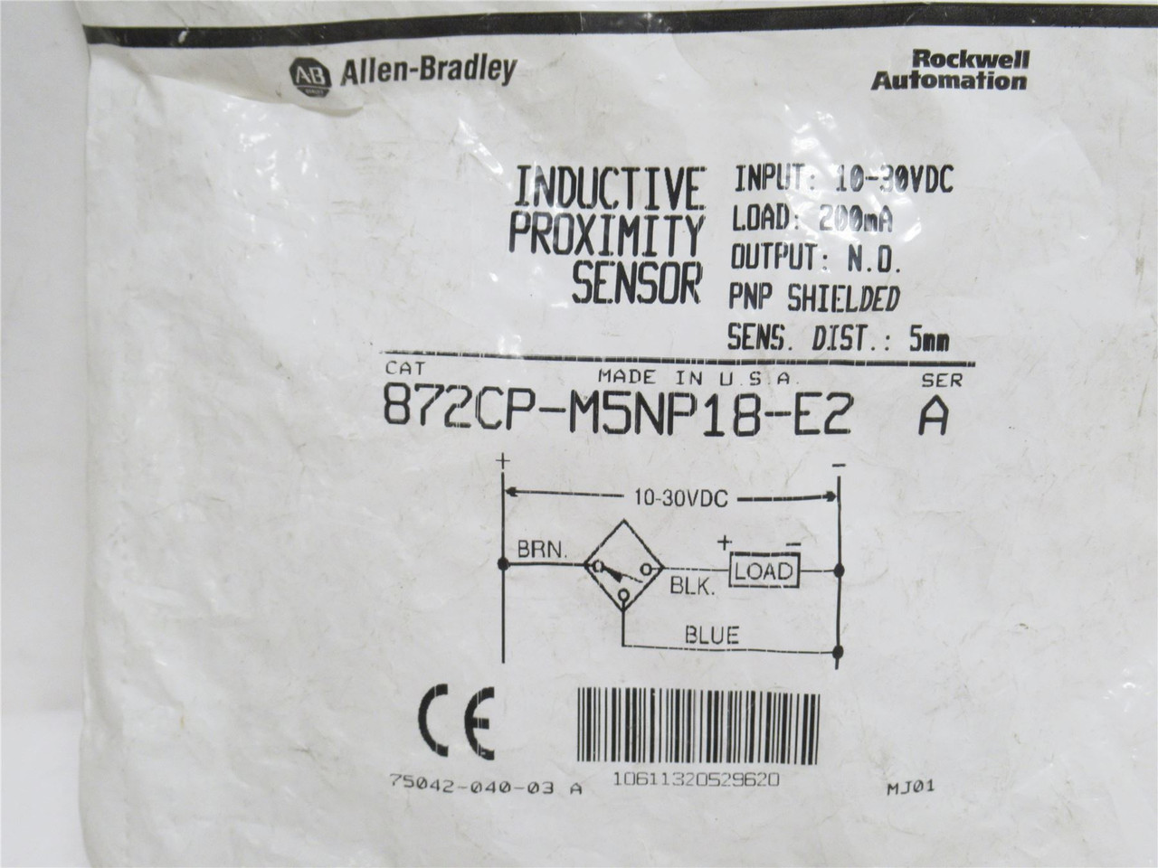 Allen-Bradley 872CP-M5NP18-E2; Prox Sensor; 10-30VDC; 1-NO