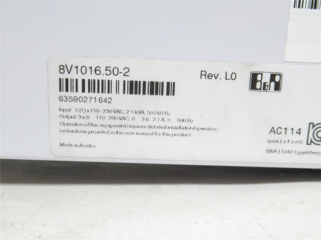 B&R 8V1016.50-2; ACOPOS Servo Drive 3.2A; 230VAC; 0.7kW