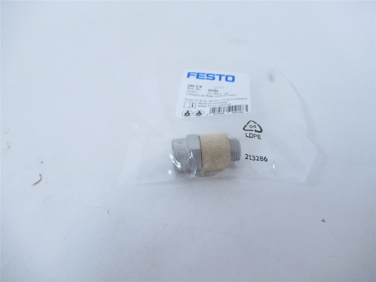 Festo GRE-1/8; Flow Control GRE-14-NPT Exhaust Valve 10351