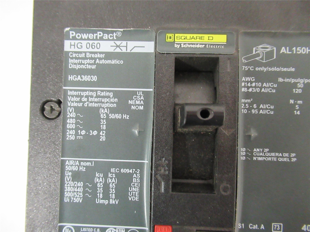 Square D HGA36030; Circuit Breaker 30A 3-Pole 600/690VAC