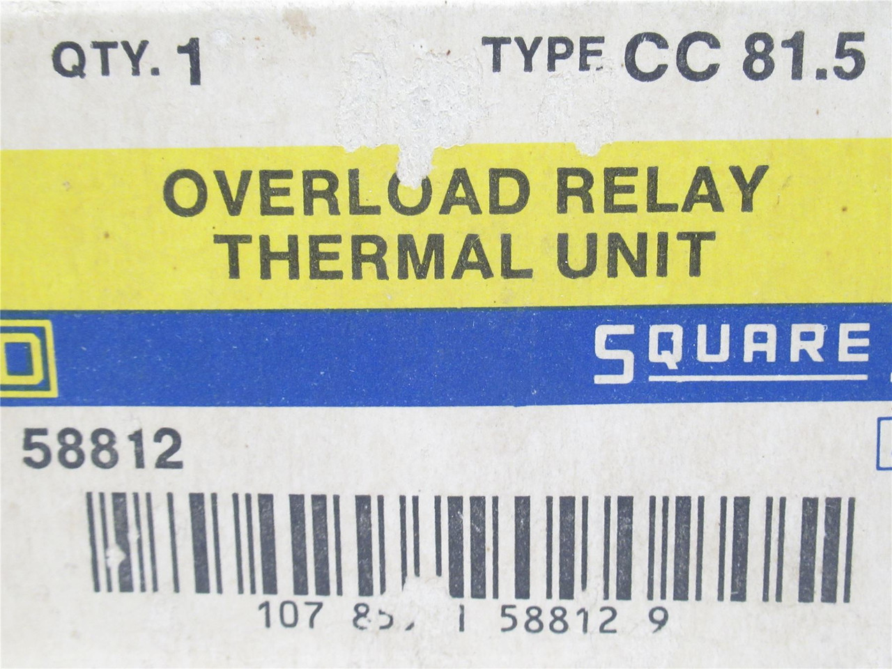 Square D CC 81.5; Thermal Overload Unit; Series: CC