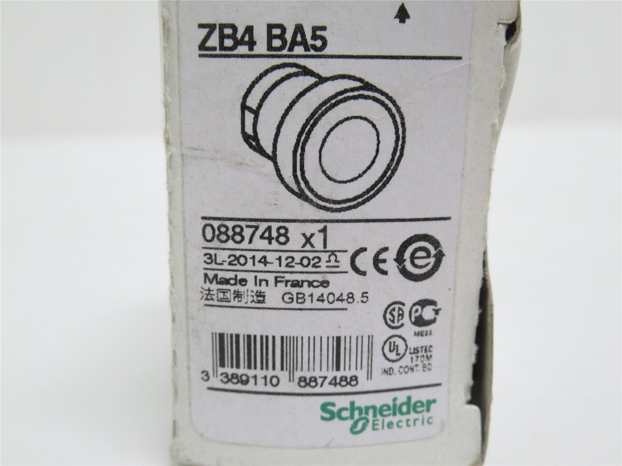 Schneider ZB4BA5; Push Button Actuator; Yellow; 22mm