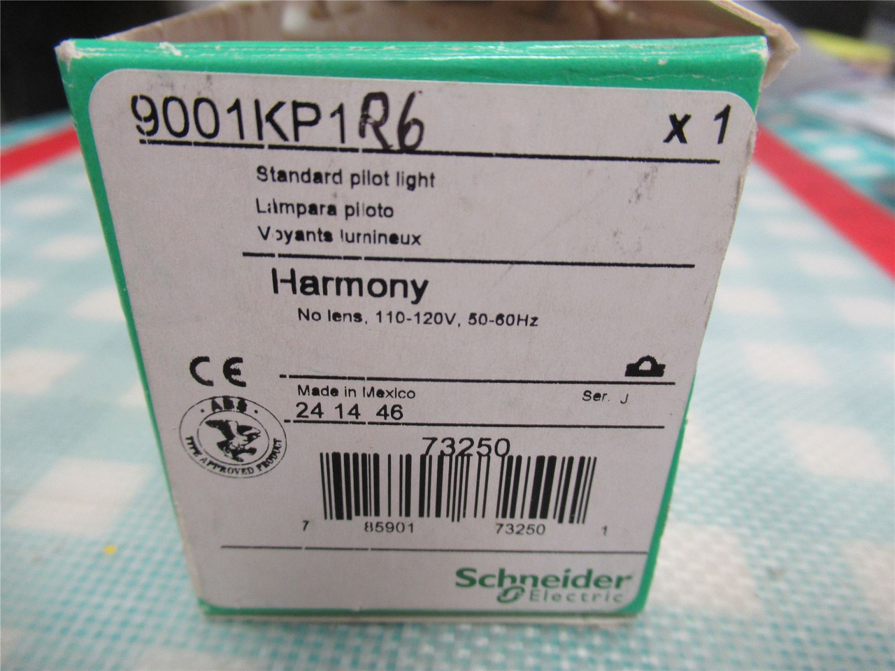Schneider 9001KP1R6; Pilot Light Type K 110 to 120 VAC/VDC