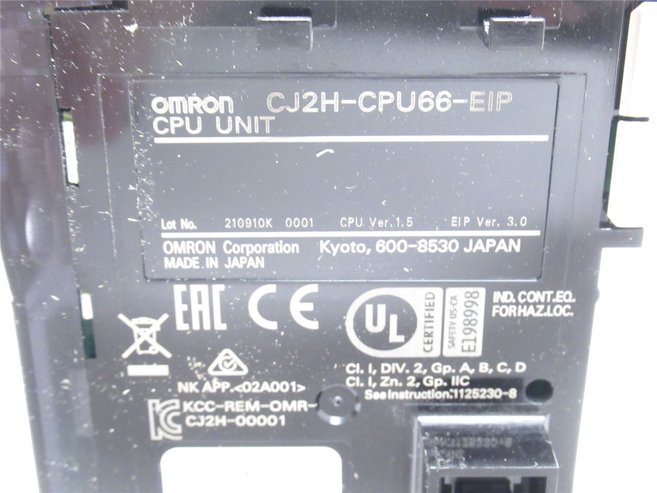 Omron CJ2H-CPU66-EIP; PLC Controller CPU Unit; V1.5
