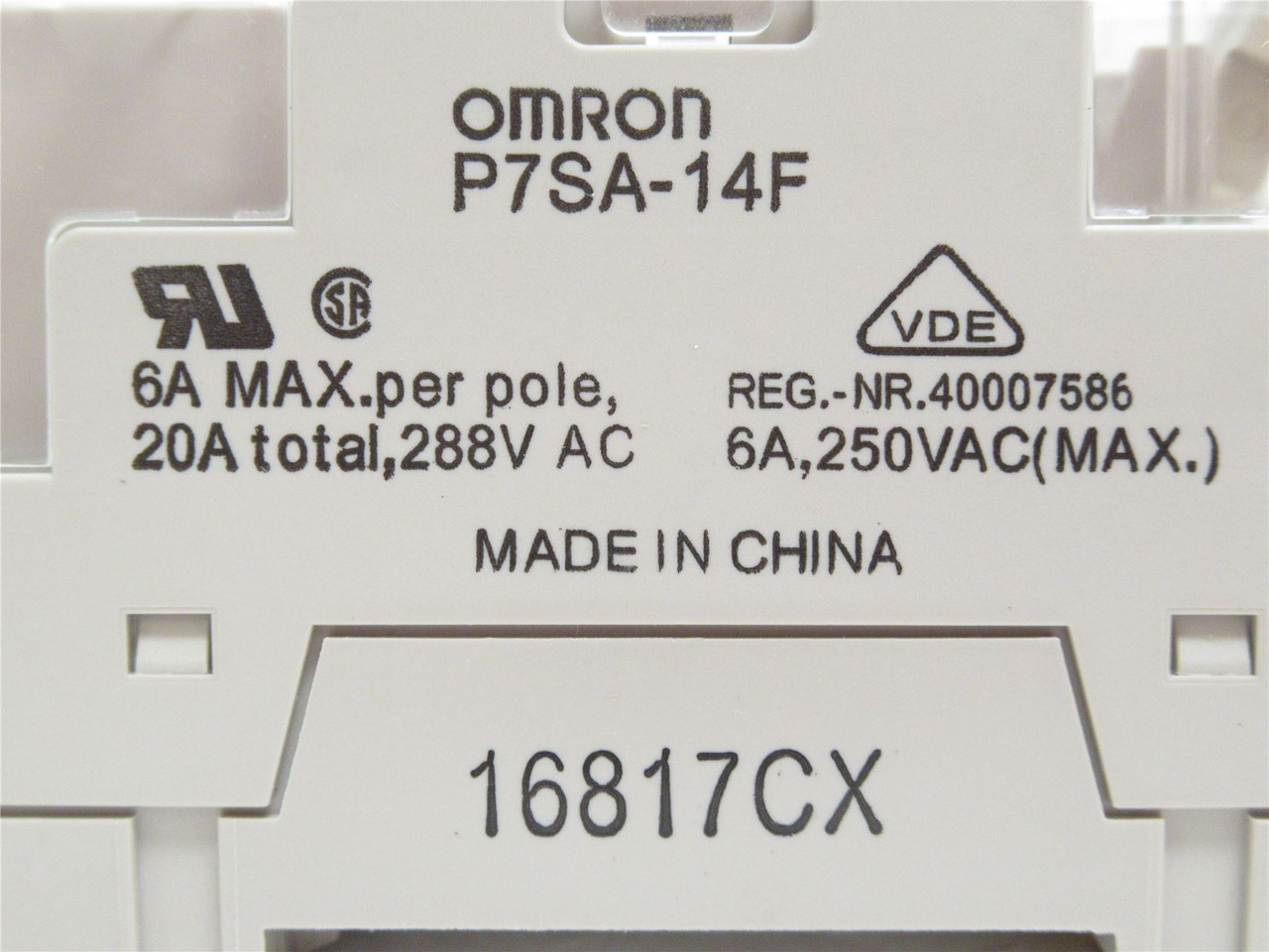 Omron P7SA-14F; Relay Socket; 6A; 250VAC; 6 Pole; Coil: 24VDC