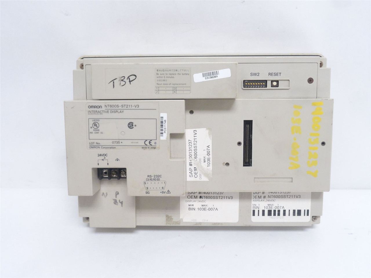 Omron NT600S-ST211-V3; Interactive Touch Display 24VDC; 9" Diagonal