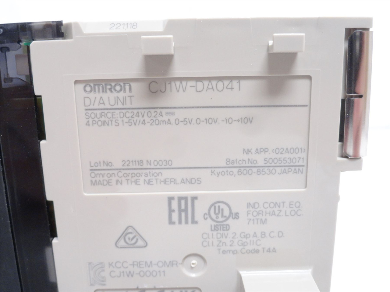 Omron CJ1W-DA041; Output Module 24VDC; 20mA; 4-Points