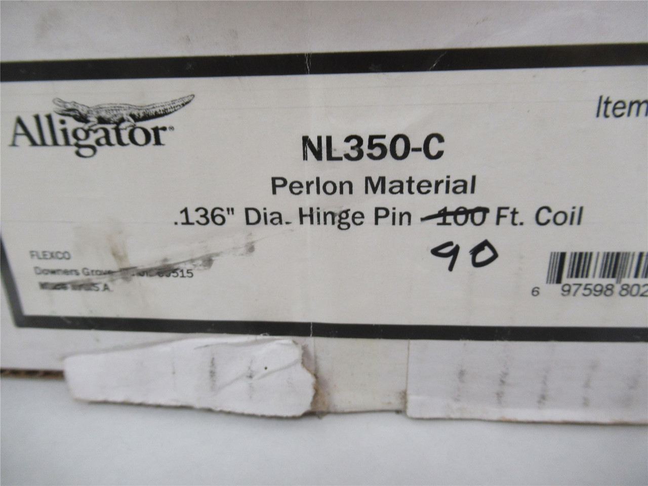 Flexco NL-350-C; Hinge Pin .136" Dia Perlon
