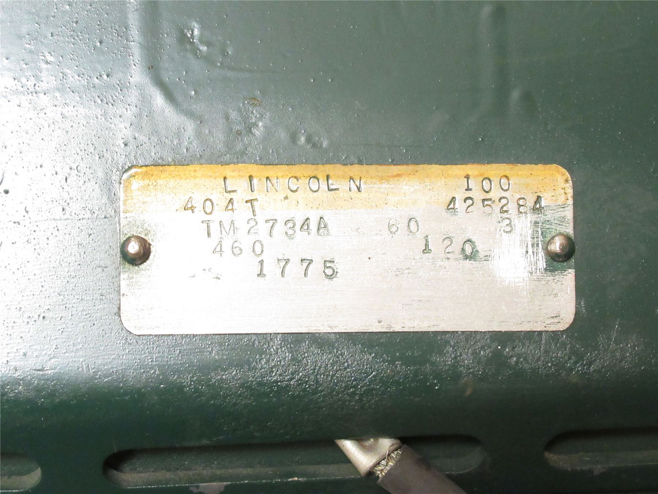 Lincoln TM2734A; AC Motor-Rewind 100HP 460VAC 1775RPM