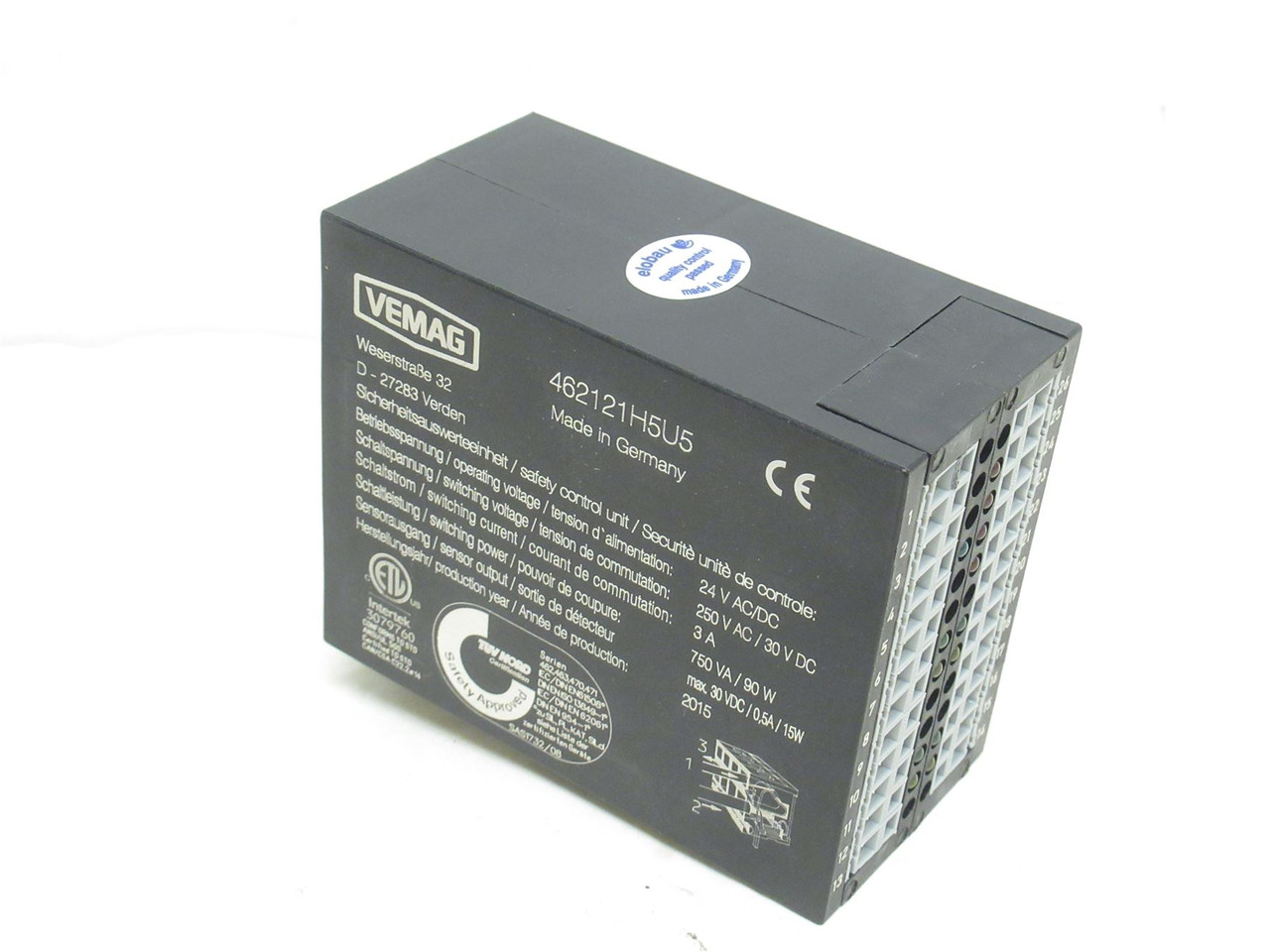 Vemag 462121H5U5; Safety Relay Sensor; 250VAC Switching; 3A