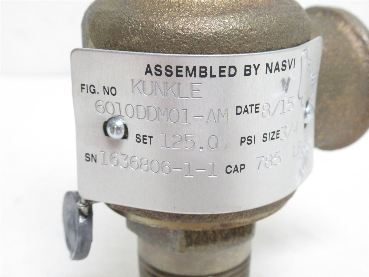 Kunkle 60100DDM01; Bronze Relief Valve; 3/4NPT; 125PSI