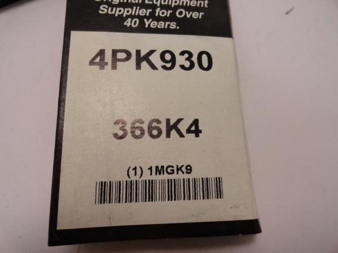Bando 4PK930; Serpentine Belt 366K4; 4-ribs 36.6"L; 1MGK9