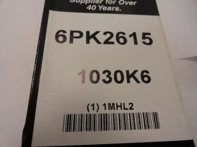 Bando 6PK2615; Serpentine Belt 1030K6; 6-ribs 103.0"L; 1MHL2