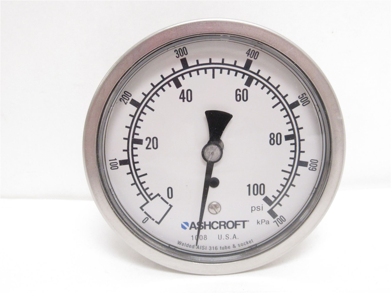Ashcroft 101008S100; Liquid Fill Pressure Gauge 0-100Psi