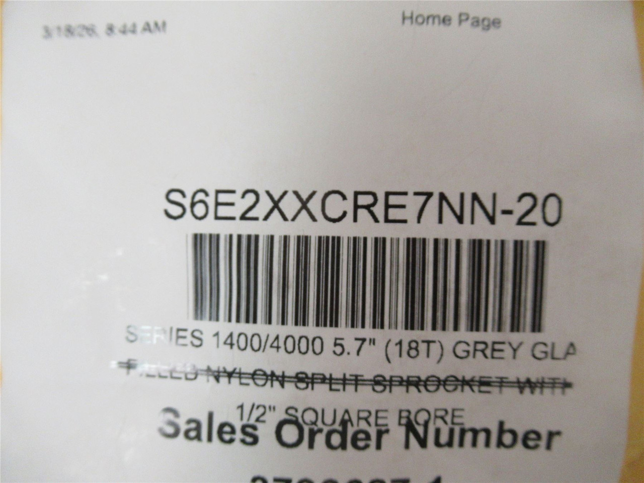 Intralox S6E2XXCRE7NN-20; Sprocket Srs 1400/4000 1.5" Sq ID
