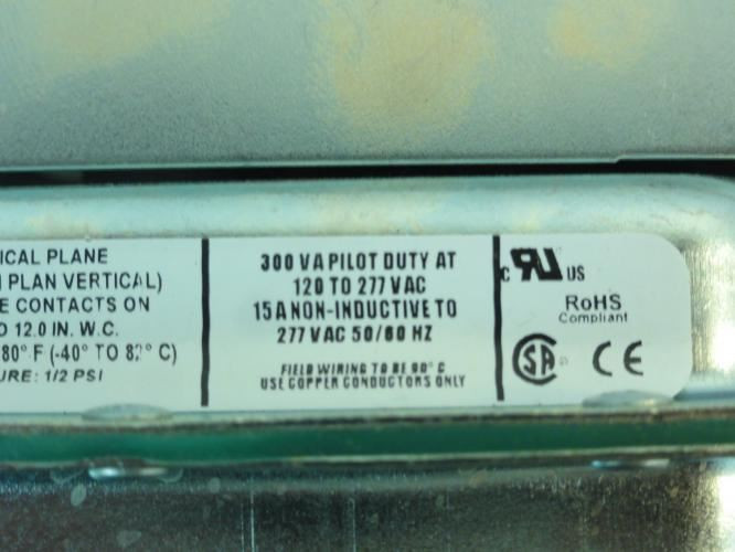 Cleveland Controls 0100-00000-2500; Pressure Switch; 120-277VAC