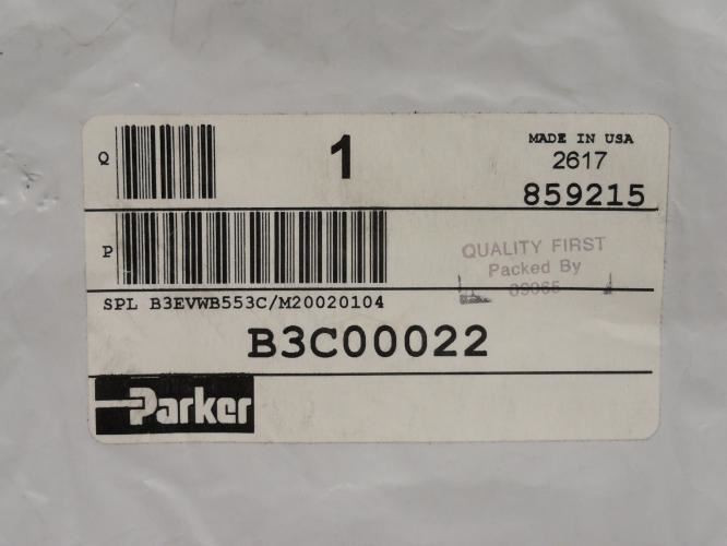 Parker B3C00022; Solenoid Valve Assembly; 145Psi; 115/120VAC