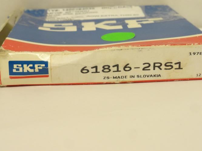 SKF 61816-2RS1; Ball Bearing 80mm ID x 100mm OD x 10mm Wide