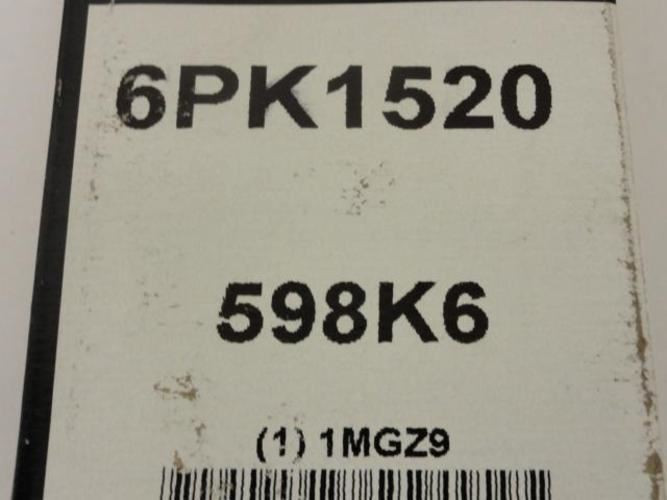 Bando 598K6; Serpentine Belt; 6PK1520; 59.8"; 1MGZ9