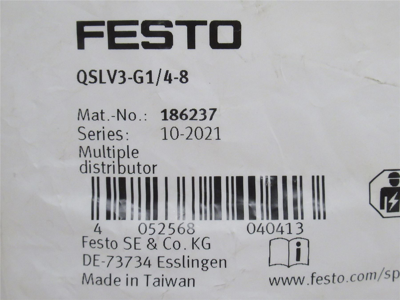 fest QSLV3-G1/4-8; Air Distributor 186237; 1/4" BSPP; 3-Port