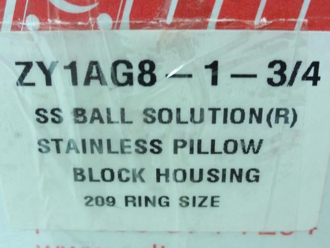 EDT ZY1AG8-1-3/4; Pillow Block Bearing; 2-Bolt; 1.75"ID; SS