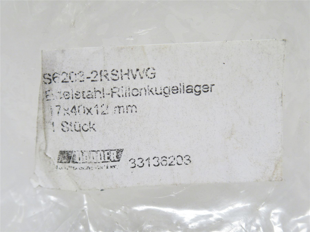 Baader S6203-2RSHWG; Food Grade Ball Bearing 17mmID x 40mmOD