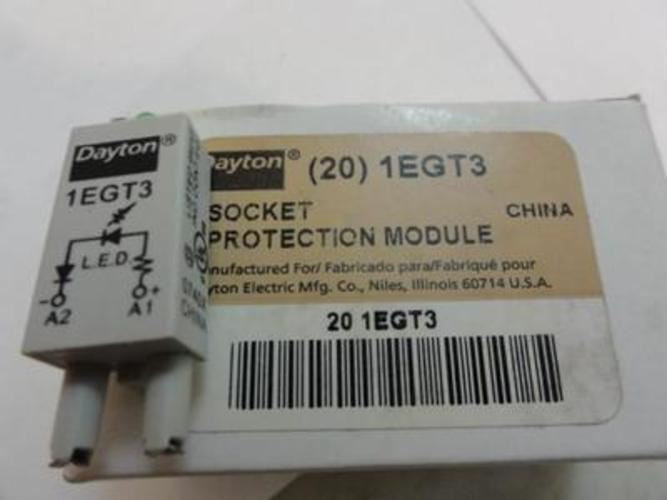 Dayton  1EGT3; Box of 20 Socket Module Relays LED 2 Pin