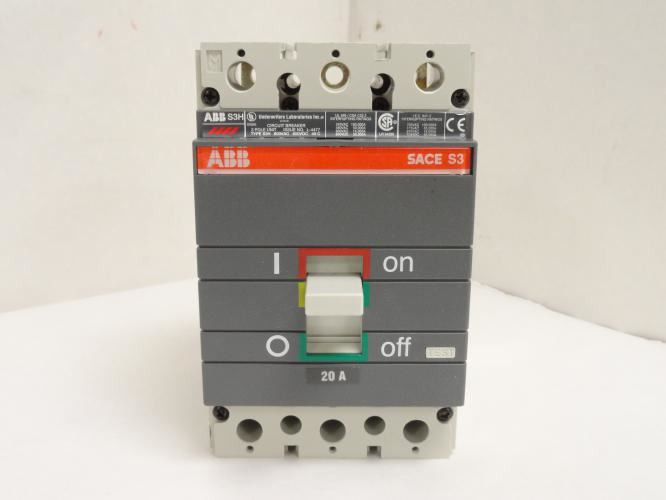 ABB S3H020TW; Circuit Breaker; 20 Amps; 3 Pole; 600 VAC