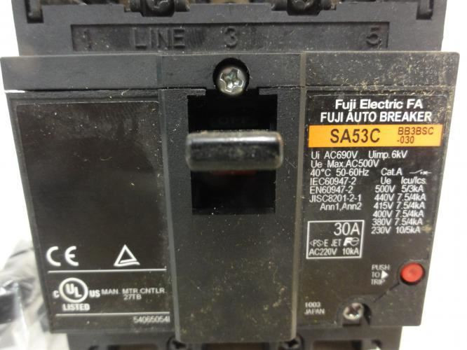 Fuji Electric SA53C/30; Circuit Breaker; 30A; 3P; 600VAC